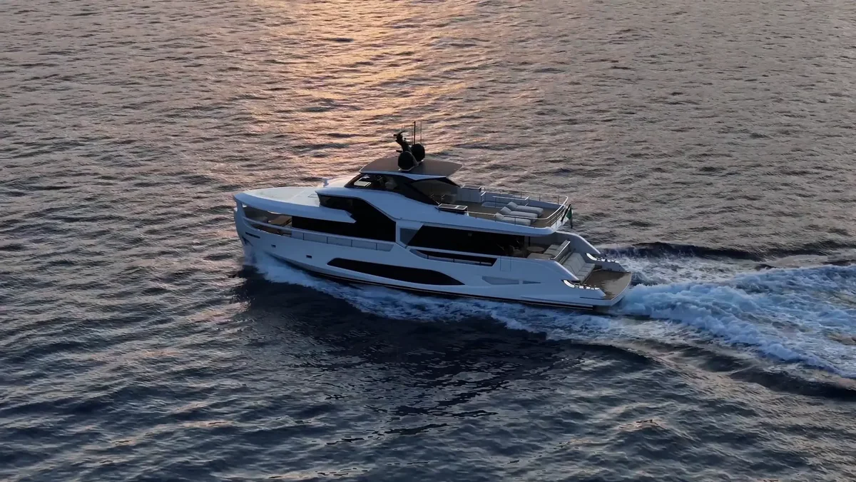 The interior of a Ferretti Yacht